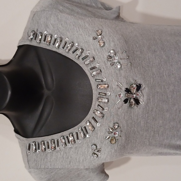 H&M Bejeweled Gray Heathered Tee- Sz. XS - Picture 5 of 12